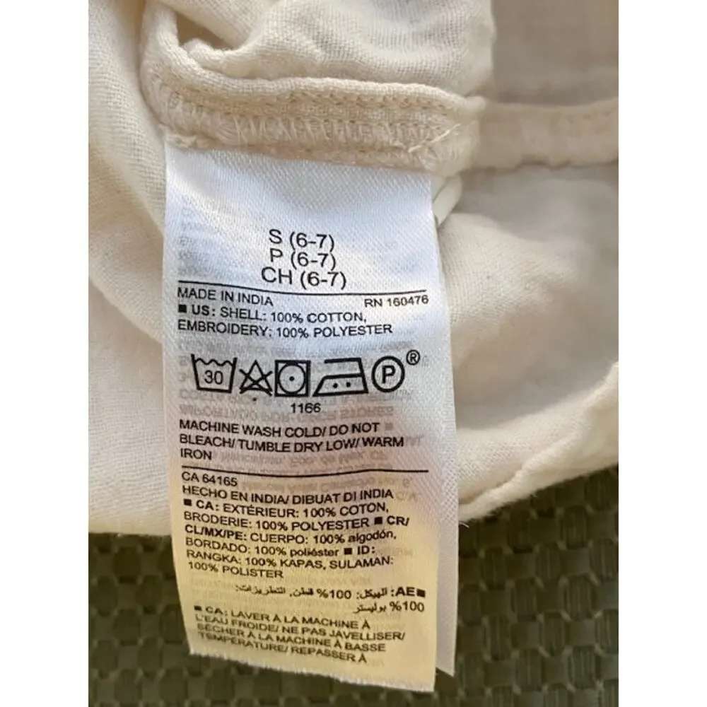 Old Navy Girls S 6-7 White Cotton Embroidered Sundress Flutter Sleeve Boho